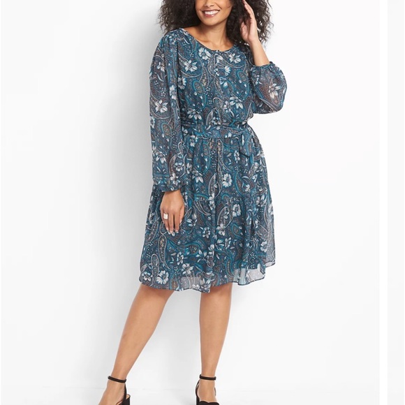 Liberty Paisley No-Peek Long Sleeves Tiered Dress